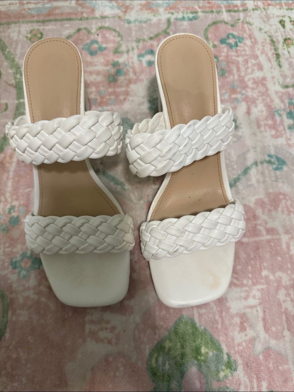 Target White Braided Double-Strap Slide Sandals